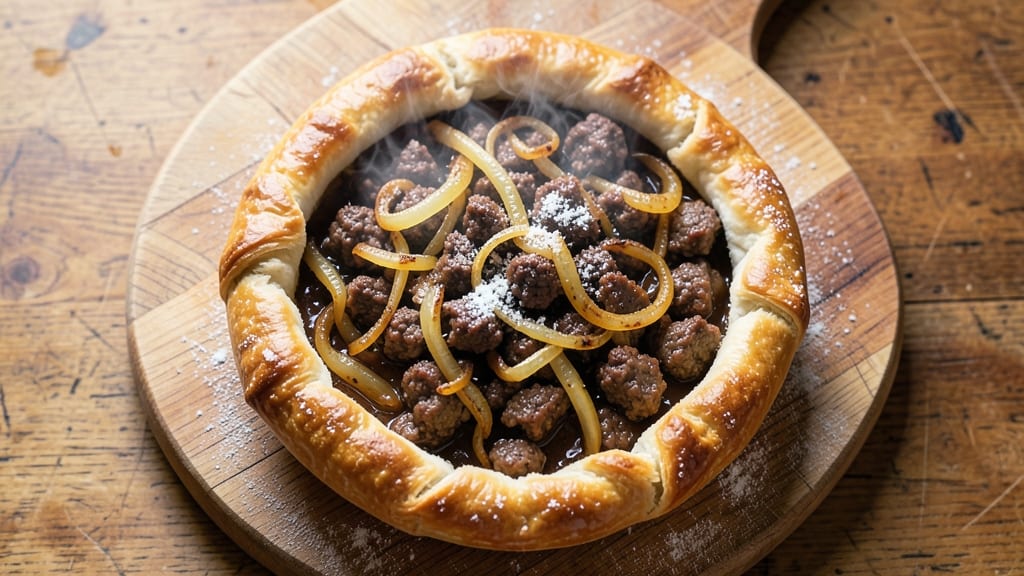 Beef and Onion Pasty Recipe: Flaky Crust Encasing Savory Filling