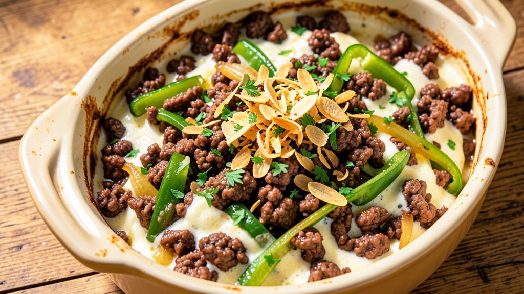 Beef and Green Pepper Casserole Recipe: Crispy Top, Melty Cheese Magic