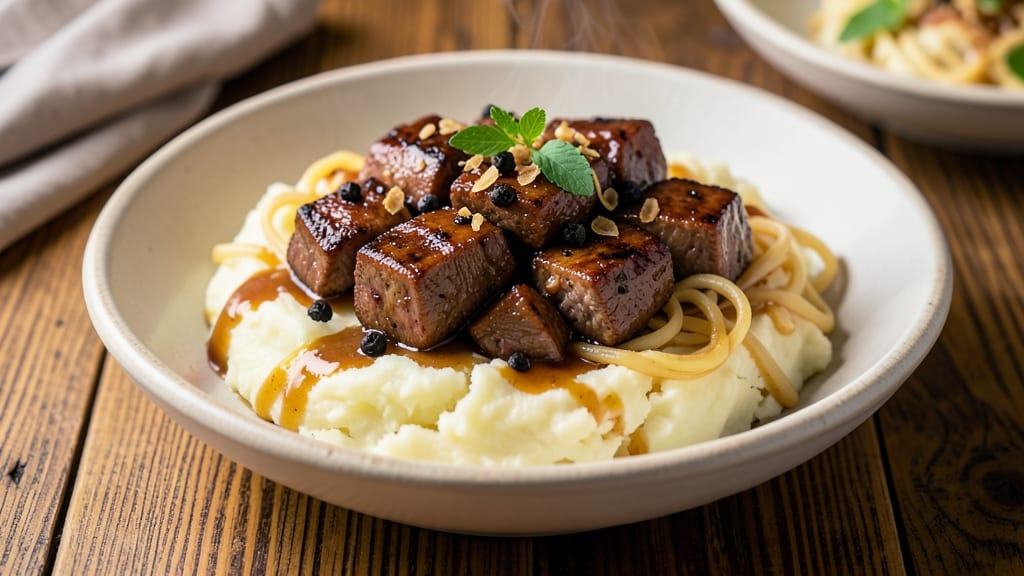 Beef and Noodles Over Mashed Potatoes Recipe: One-Pan Hearty Dinner in 30 Minutes