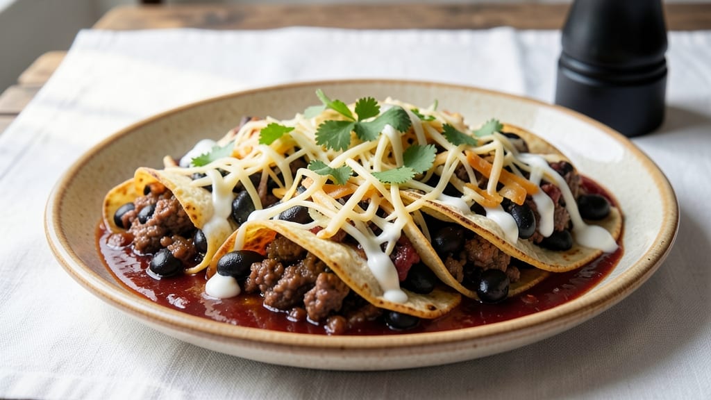 Beef Bean and Cheese Enchilada Recipe: Smoky Cumin-Spiced Layers With Gooey Queso