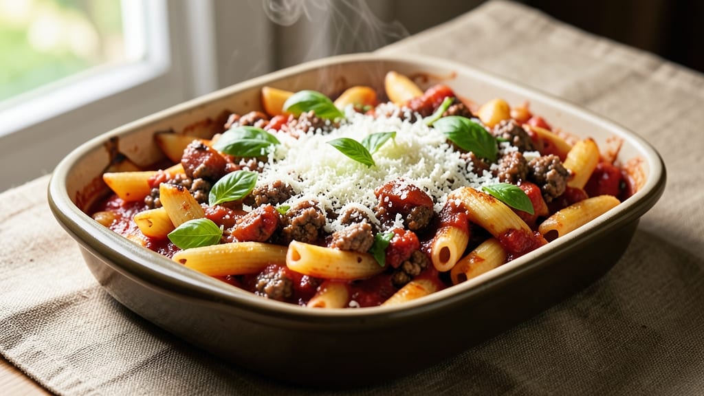 Baked Ziti Recipe with Ground Beef and Sausage: Meat-Loaded One-Pan Feast