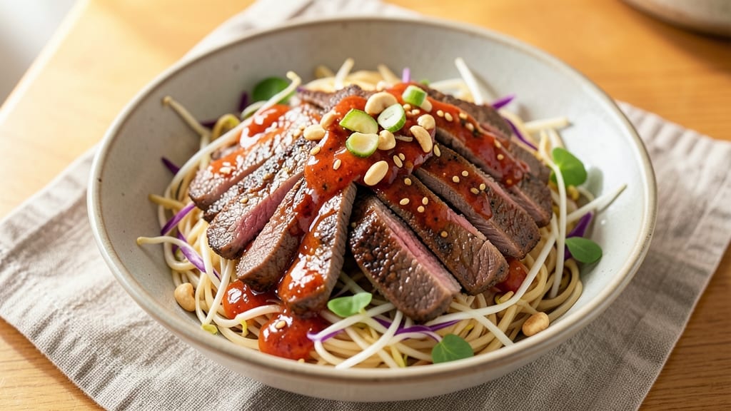 Asian Beef Noodle Salad Recipe: Crispy Wok-Seared Beef Over Silky Rice Noodles