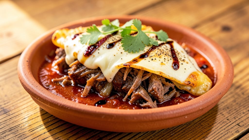 Beef Barbacoa Enchiladas Recipe: Smoky Cumin Cheese Rivers Over Shredded Tender Meat
