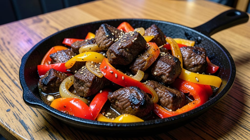 Beef and Bell Peppers Cowboy Bebop Recipe: Smoky Cumin-Spiced Stew With Crispy Tortilla Topping