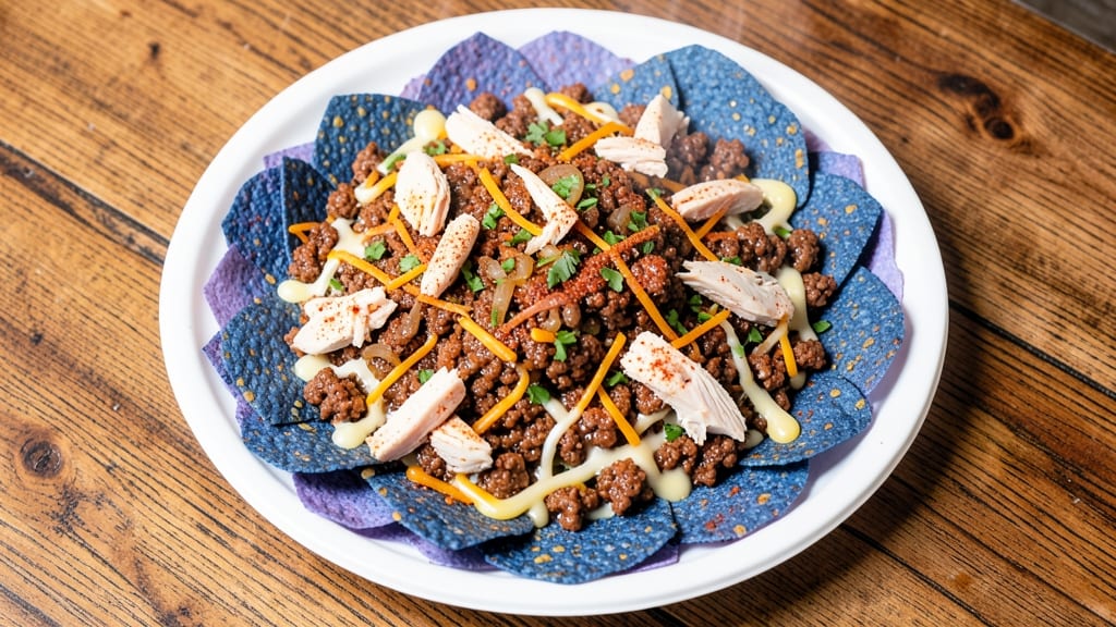 Beef and Chicken Nachos Recipe: Crispy Tortilla Stacks with Melty Cheese Rivers