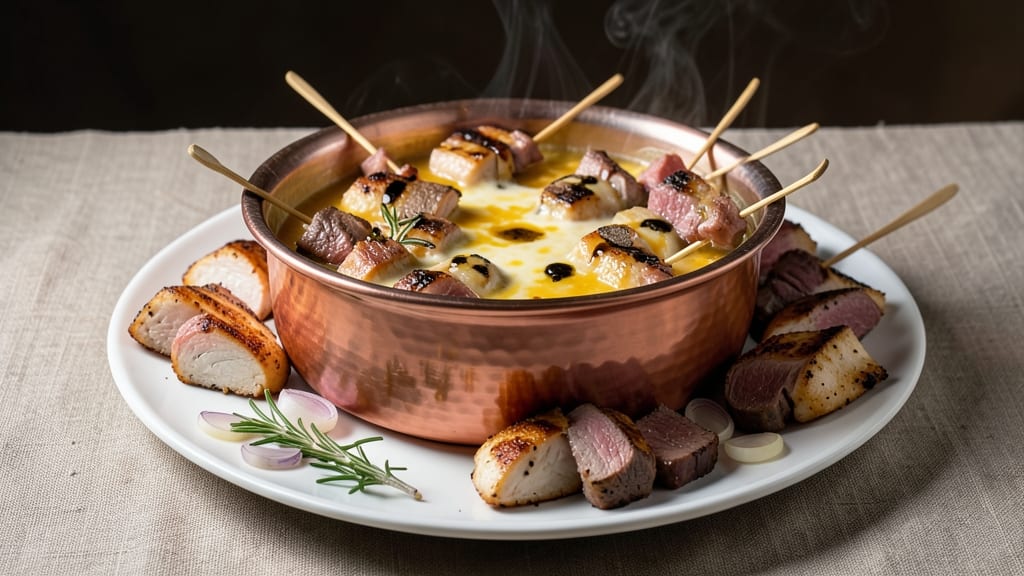 Beef and Chicken Fondue Recipe: Warm Cheese Rivers and Dippable Protein Bliss