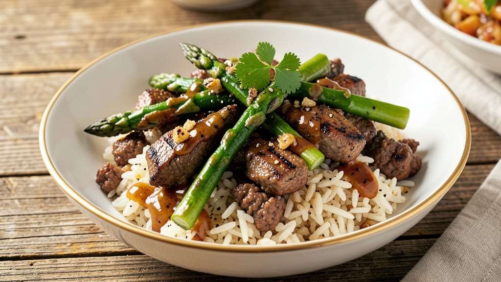 Asparagus Ground Beef and Rice Recipe: One-Pan Umami-Packed Dinner